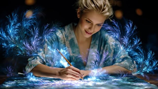 AI Empowered Micro Jobs: Futuristic Creativity as a Woman Skillfully Blends Art and AI