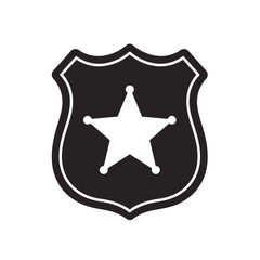 Police Badge Illustration: A stylized monochrome illustration features a police badge, evoking a sense of authority, law enforcement, and protection.