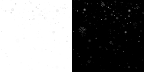 snowfall PNG abstract texture. White snowflakes falling on black, isolated effect for overlays, holiday backdrop, and photo editing. Realistic winter design in PNG format.