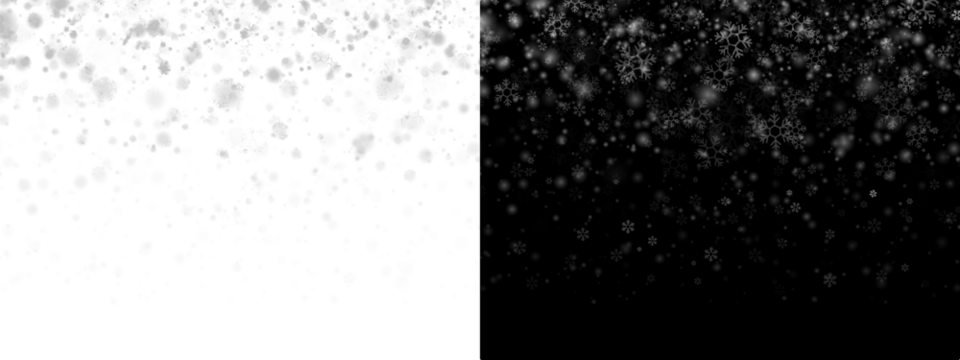 Night snowfall PNG abstract texture. White snowflakes falling on black, isolated effect for overlays, holiday backdrop, and photo editing. Realistic winter design in PNG format.