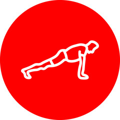 Plank Pose Vector Line White Circle Red Icon Design
