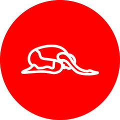 Child Pose Vector Line White Circle Red Icon Design