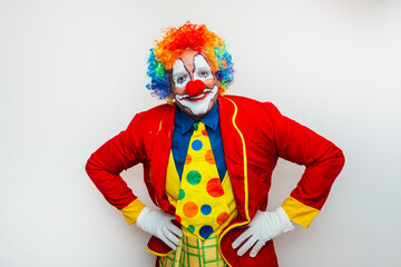 Clown standing with hands on waist