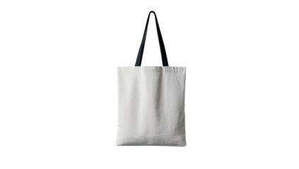 Plain white tote bag with black handles