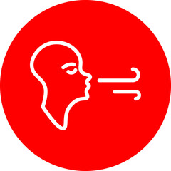 Deep Breathing Vector Line White Circle Red Icon Design
