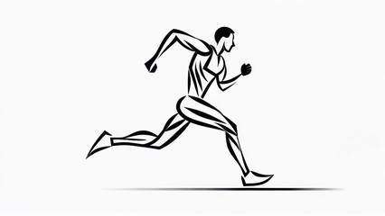 Fototapeta premium Dynamic Angular Line Art of a Muscular Sprinter in Full Stride