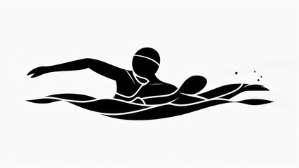 Abstract Silhouette of Synchronized Swimmers in Water, Minimalist Design.