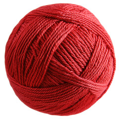 Bright red ball of yarn isolated on transparent background