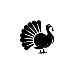 Black Turkey Silhouette With Detailed Feathers