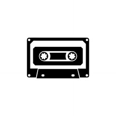 Obraz premium Vintage Black Silhouette Vector Illustration of a Classic Cassette Tape