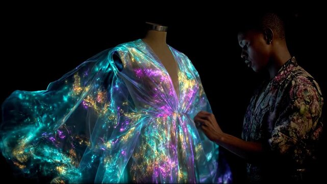 AI Empowered Micro Jobs: Crafting a Futuristic Glowing Dress with Advanced Textile Technology and Creative Design