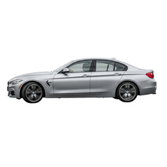 Fototapeta premium Silver sedan car isolated on transparent background