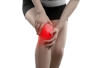 Person suffering from pain on transparent background, cutout