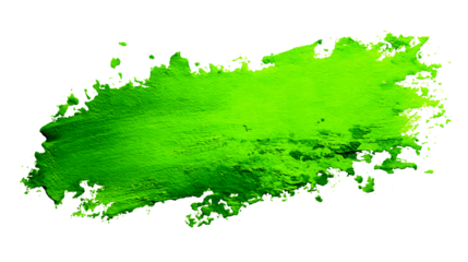 Bright green paint stroke isolated on white background transparent png