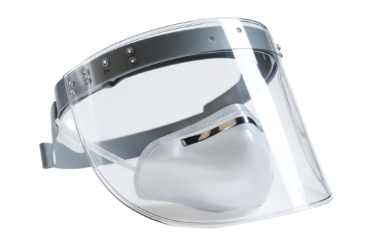 protective face shield for safety and hygiene isolated on white background