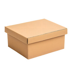 Professional Plain Brown Cardboard Box with Lid on Isolated Background