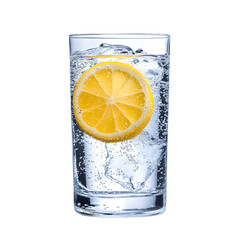 Refreshing Glass of Sparkling Water with Lemon Slice for Thirst-Quenching Beverage Concept
