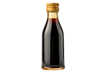 dark glass bottle of balsamic vinegar isolated on white background