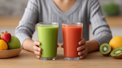 Family recipes homemade smoothies for generations kitchen colorful drinks cozy environment mother and daughter bonding