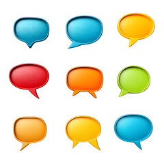 Vibrant Speech Bubbles on White Background for Creative Communication Designs