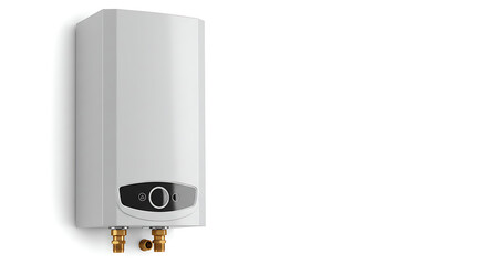 Contemporary Electric Water Heater Design for Home Heating and Clean Water on a White Background with Ample Copy Space