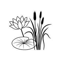 Lotus & Lily Pad Pond Icons Minimalist Plant Vector