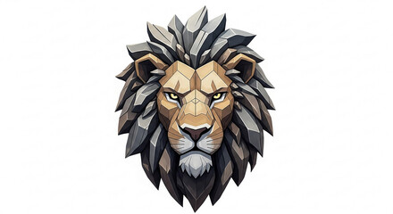 A stylized illustration of a powerful lion's head with a mane resembling sharp, geometric rocks or crystals.