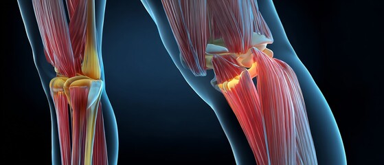 Medical illustration of hamstring tear thigh muscle sports injury anatomy diagram physiotherapy awareness education