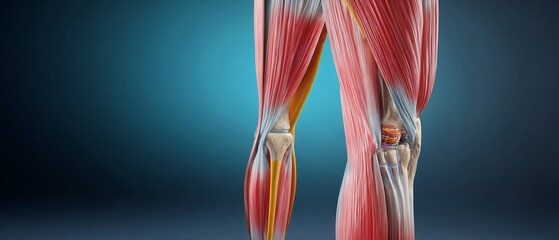 Medical illustration of hamstring tear thigh muscle sports injury anatomy diagram physiotherapy awareness education