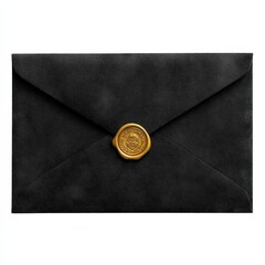 Black Velvet Envelope with Gold Wax Seal Close Up Image Perfect for Luxury Branding Stationery Design