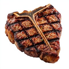 Delicious Grilled T Bone Steak Isolated on White Background Perfect for Restaurant Menus or Culinary Websites