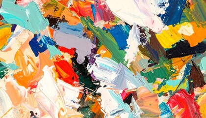 Naklejka premium A vibrant, colorful abstract painting showcases a dynamic interplay of bold strokes and blended hues.