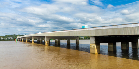 Pont Simone Veil bridge on the Garonne river in Bordeaux, France on a sunny day of summer