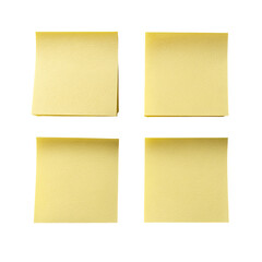 Four blank, square sticky notes arranged in a grid pattern
