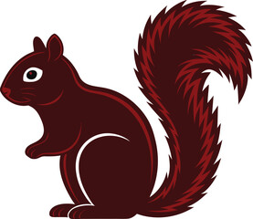 Naklejka premium Dark red squirrel with bushy tail animal rodent