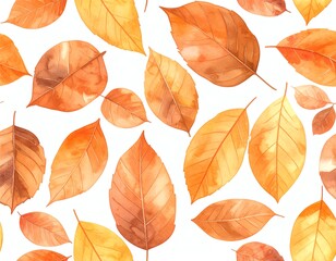 Obraz premium Colorful autumn leaves scattered on a white background.