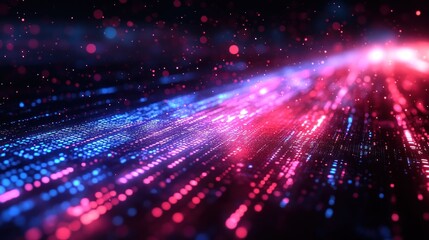 Obraz premium Digital data streams in vibrant pink and blue