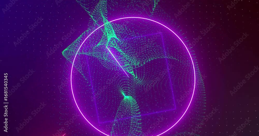 Wall mural animation of red triangle and globe rotating in space