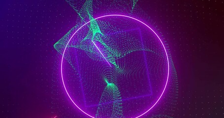 Animation of red triangle and globe rotating in space - Powered by Adobe