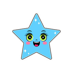 Cute and happy cartoon star with big  eyes