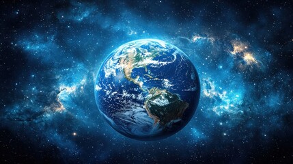 Obraz premium Earth, vibrant blue, cosmic backdrop