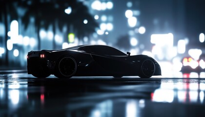Royal Street King - Exotic Supercar Silhouette: A Striking And Luxurious Silhouette Of A High-End Exotic Supercar On A Urban Street.