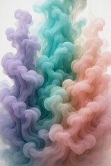 Fototapeta premium Ethereal pastel smoke swirls in fluid motion, blending colors in a captivating dance of soft textures and subtle gradients.