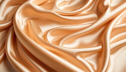 Delicate folds of luxurious shimmering fabric in a warm, inviting tone cascade creating a flowing and elegant textile pattern