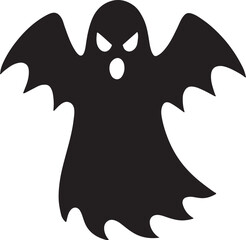 Menacing Ghost Silhouette with Ragged Form and Winged Arms  Halloween Vector Graphic