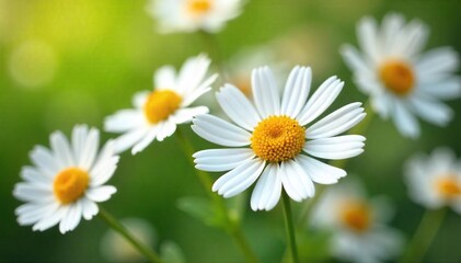 Close-up of fresh, vibrant chamomile flowers, known for their soothing and allergy-relieving properties Perfect for natural remedy, herbal medicine, and wellness concepts , yellow, allergy relief