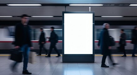 Blank Subway Station Advertising Mockup Vertical Billboard Template