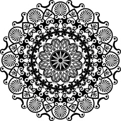 Decorative mandala drawing detailed floral circular ornament design vector illustration