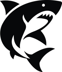 Aggressive shark silhouette with open mouth, Ocean predator shark vector design