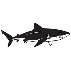 Obraz premium Silhouette illustration of a great white shark perfect for wildlife and marine design elements.